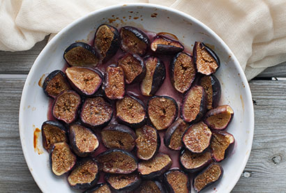 Recette d'automne - Figues et prunes r&ocirc;ties &agrave; l'huile d'olive et au miel